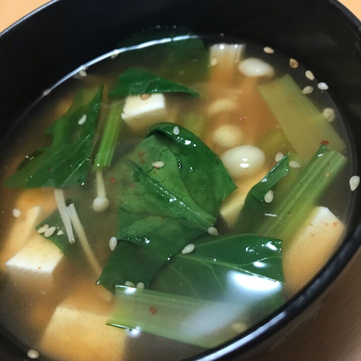 小松菜入り豆板醤スープ